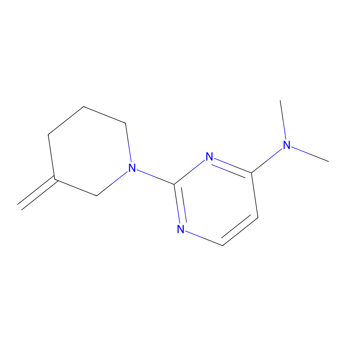 N,N-dimethyl-2-(3-methylenepiperidin-1-yl)pyrimidin-4-amine molecular structure, CAS 2034458-34-7