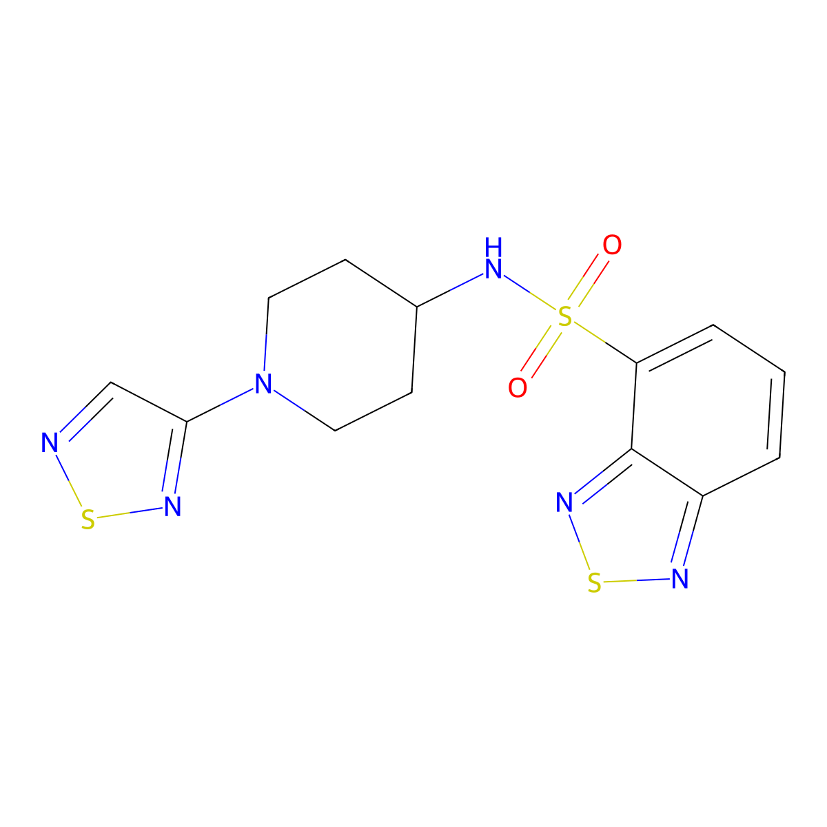 N-[1-(1,2,5-thiadiazol-3-yl)piperidin-4-yl]-2,1,3-benzothiadiazole-4-sulfonamide molecular structure, CAS 2034458-35-8