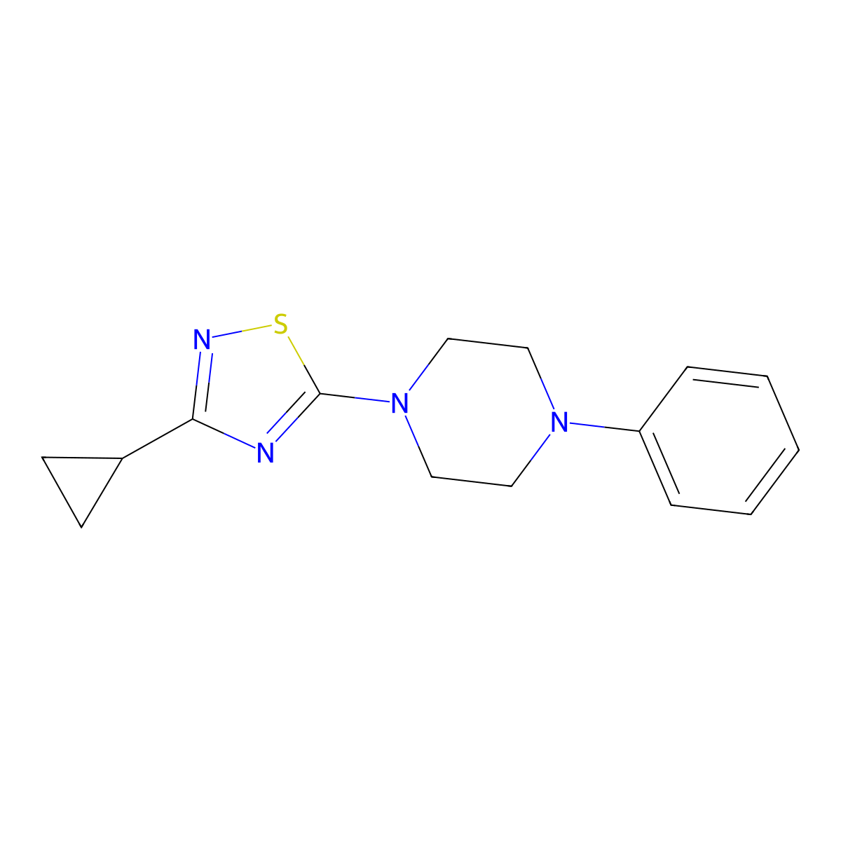 1-(3-Cyclopropyl-1,2,4-thiadiazol-5-yl)-4-phenylpiperazine molecular structure, CAS 2034458-36-9