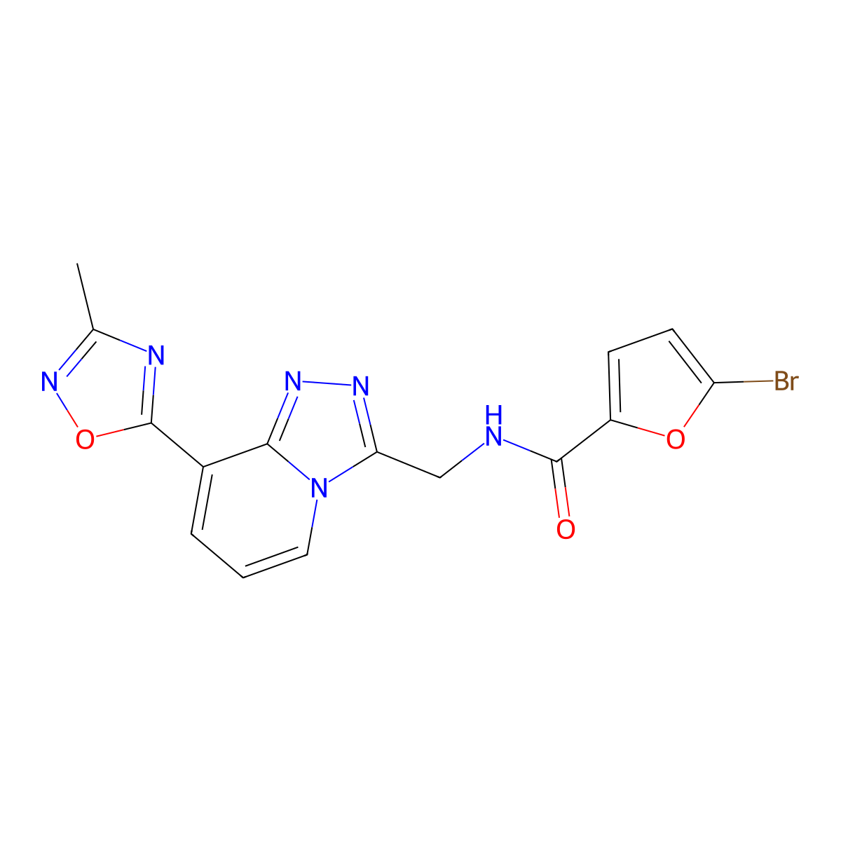 5-bromo-N-((8-(3-methyl-1,2,4-oxadiazol-5-yl)-[1,2,4]triazolo[4,3-a]pyridin-3-yl)methyl)furan-2-carboxamide molecular structure, CAS 2034458-37-0