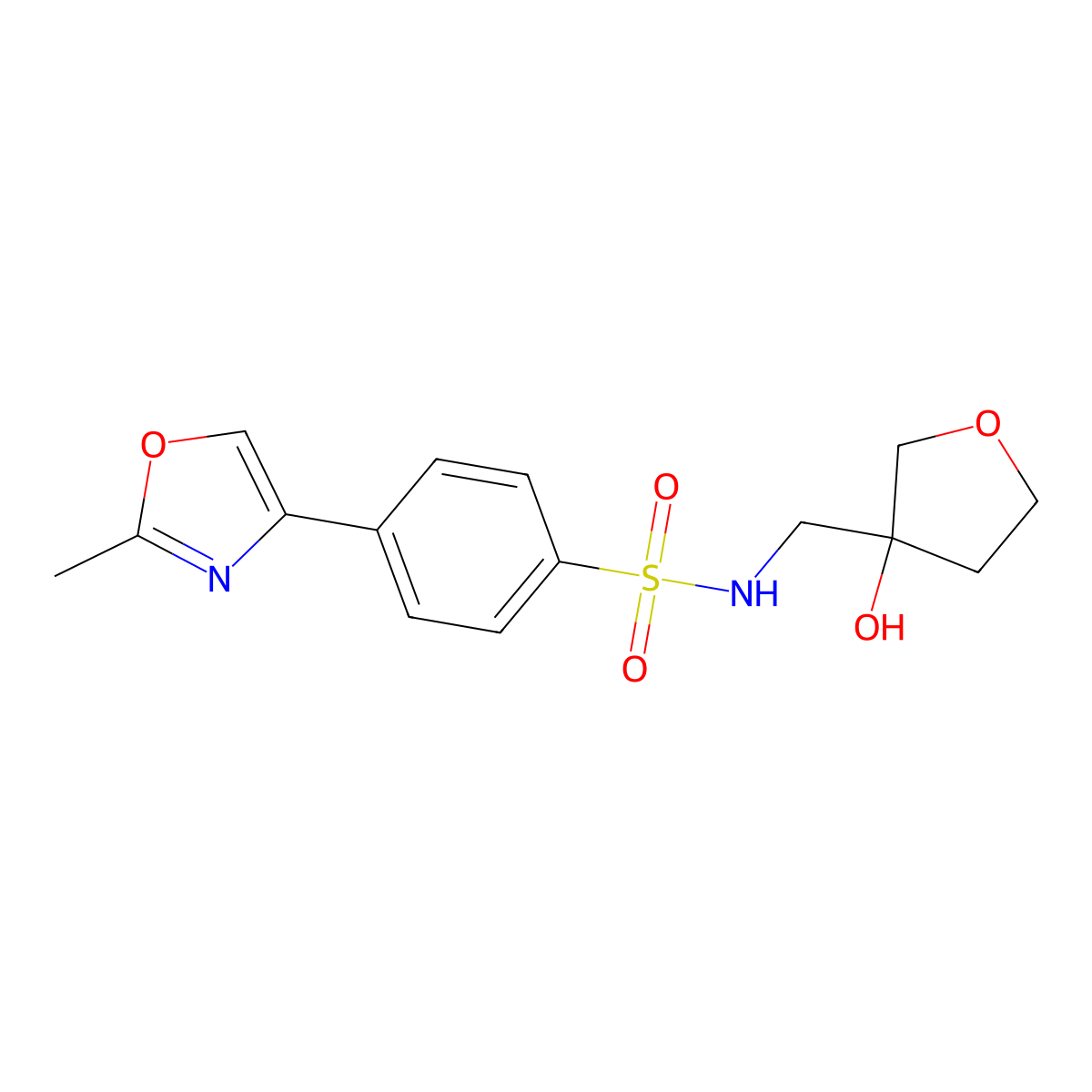 N-((3-hydroxytetrahydrofuran-3-yl)methyl)-4-(2-methyloxazol-4-yl)benzenesulfonamide molecular structure, CAS 2034458-39-2