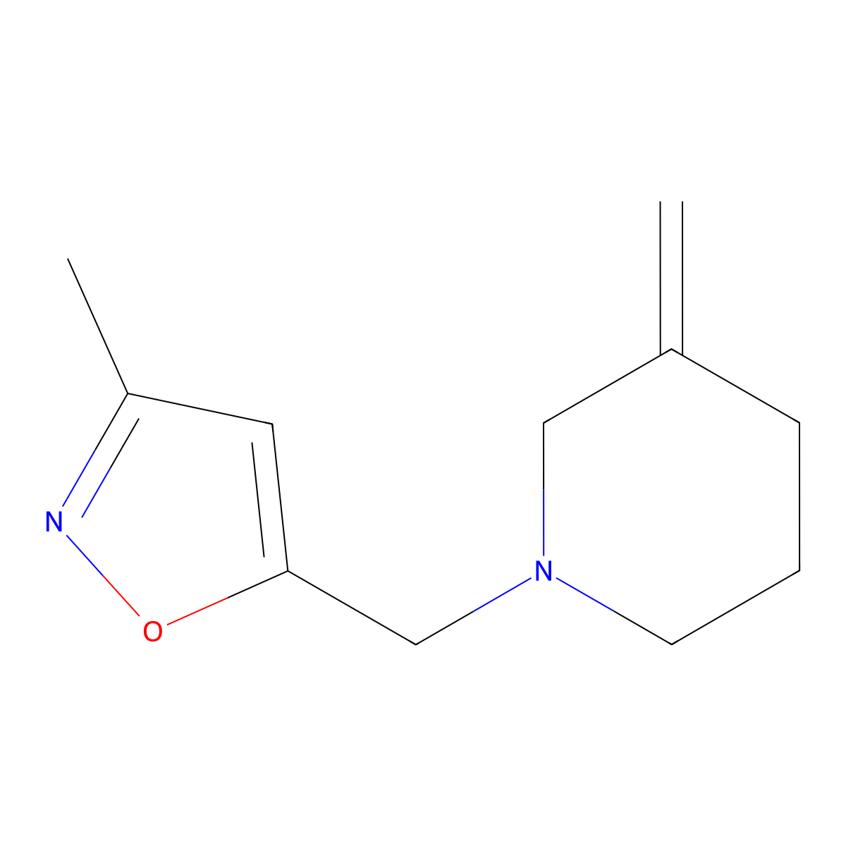 3-Methyl-5-((3-methylenepiperidin-1-yl)methyl)isoxazole molecular structure, CAS 2034458-42-7