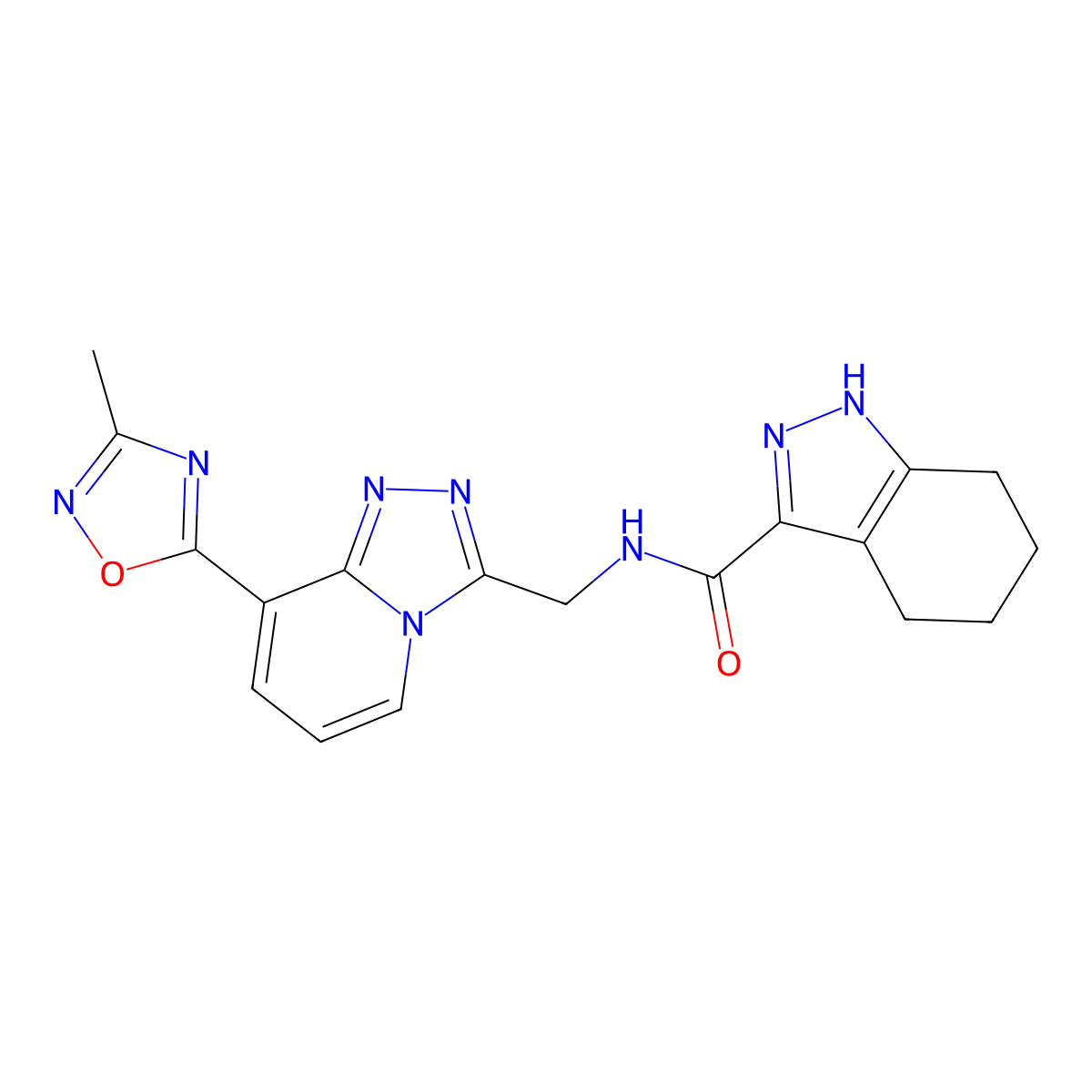 N-((8-(3-methyl-1,2,4-oxadiazol-5-yl)-[1,2,4]triazolo[4,3-a]pyridin-3-yl)methyl)-4,5,6,7-tetrahydro-1H-indazole-3-carboxamide molecular structure, CAS 2034458-44-9