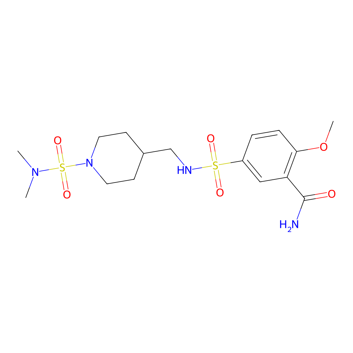 5-(N-((1-(N,N-dimethylsulfamoyl)piperidin-4-yl)methyl)sulfamoyl)-2-methoxybenzamide molecular structure, CAS 2034458-47-2