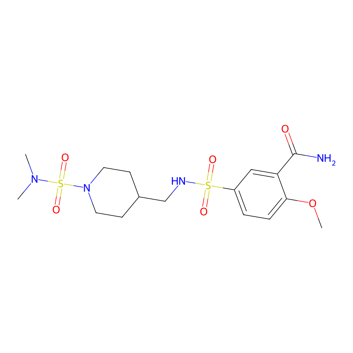 5-(N-((1-(N,N-dimethylsulfamoyl)piperidin-4-yl)methyl)sulfamoyl)-2-methoxybenzamide molecular structure, CAS 2034458-47-2