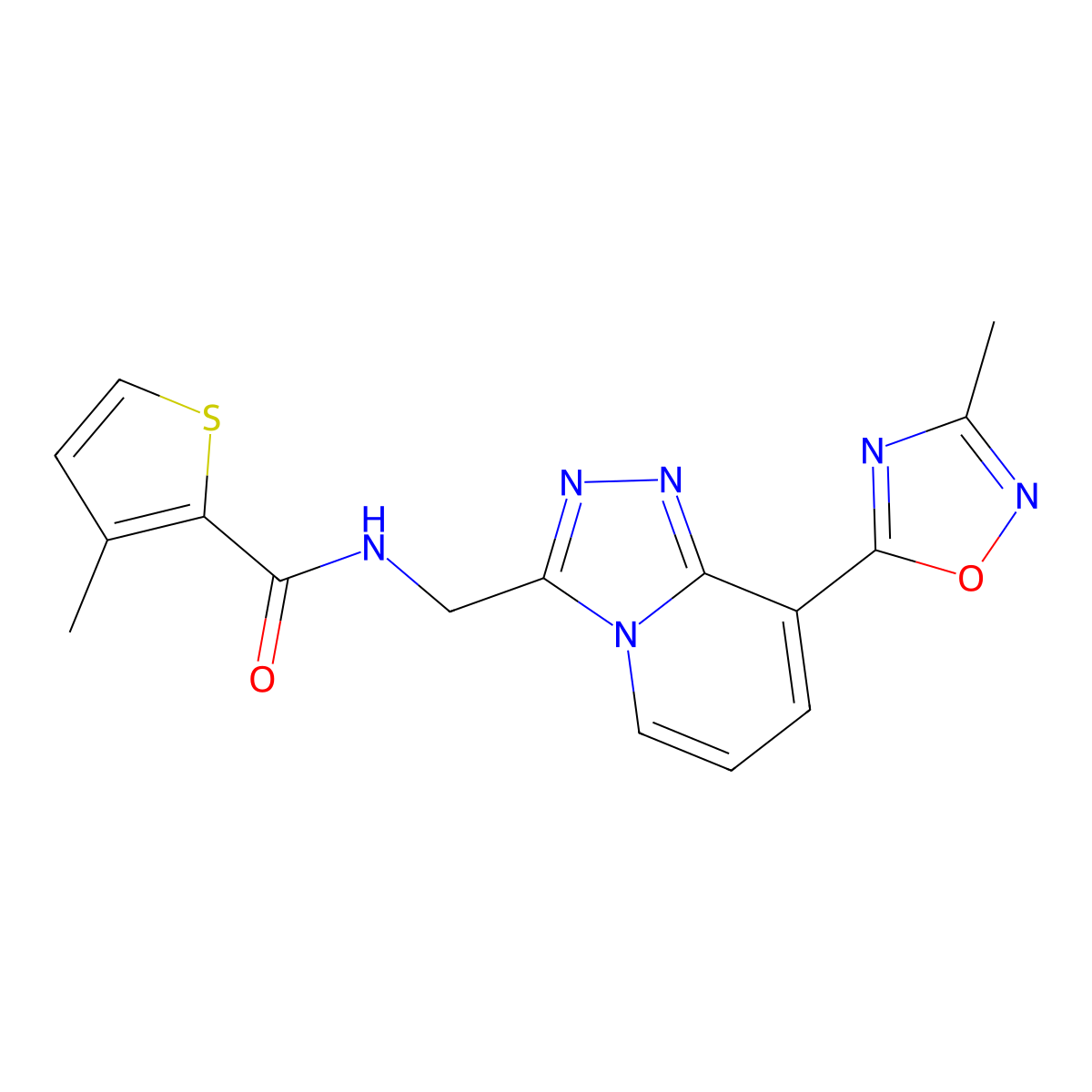 3-methyl-N-{[8-(3-methyl-1,2,4-oxadiazol-5-yl)-[1,2,4]triazolo[4,3-a]pyridin-3-yl]methyl}thiophene-2-carboxamide molecular structure, CAS 2034458-48-3