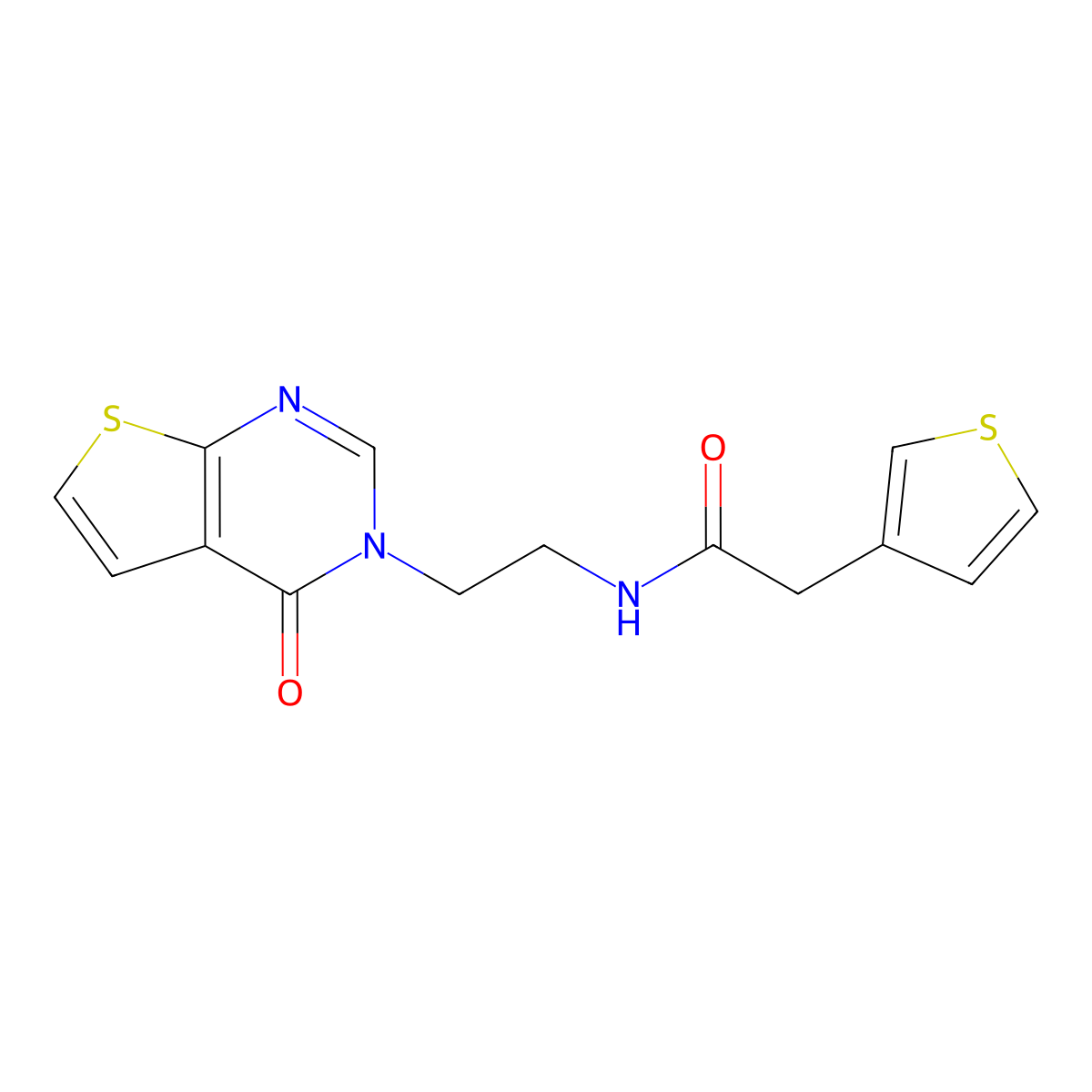 N-(2-(4-oxothieno[2,3-d]pyrimidin-3(4H)-yl)ethyl)-2-(thiophen-3-yl)acetamide molecular structure, CAS 2034458-54-1