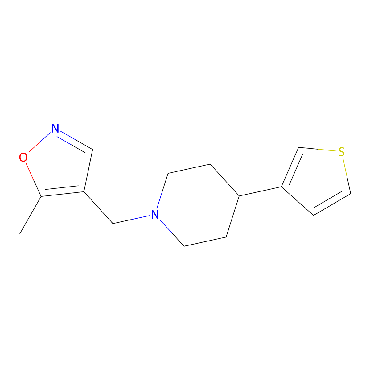 1-[(5-Methyl-1,2-oxazol-4-yl)methyl]-4-(thiophen-3-yl)piperidine molecular structure, CAS 2034458-56-3