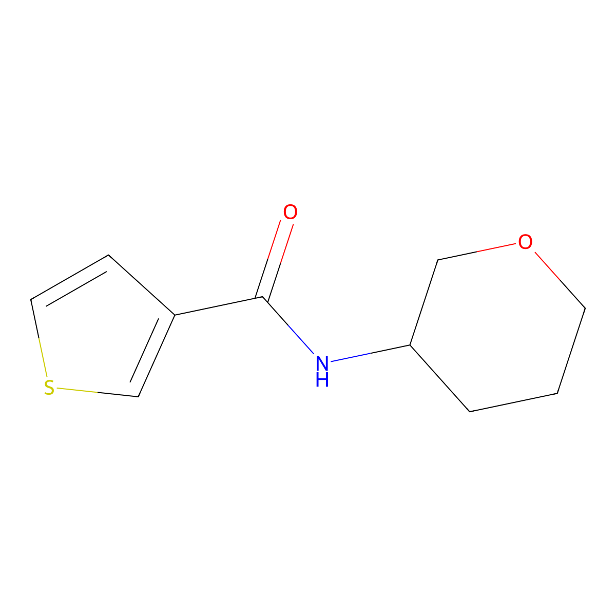 N-(tetrahydro-2H-pyran-3-yl)thiophene-3-carboxamide molecular structure, CAS 2034458-57-4