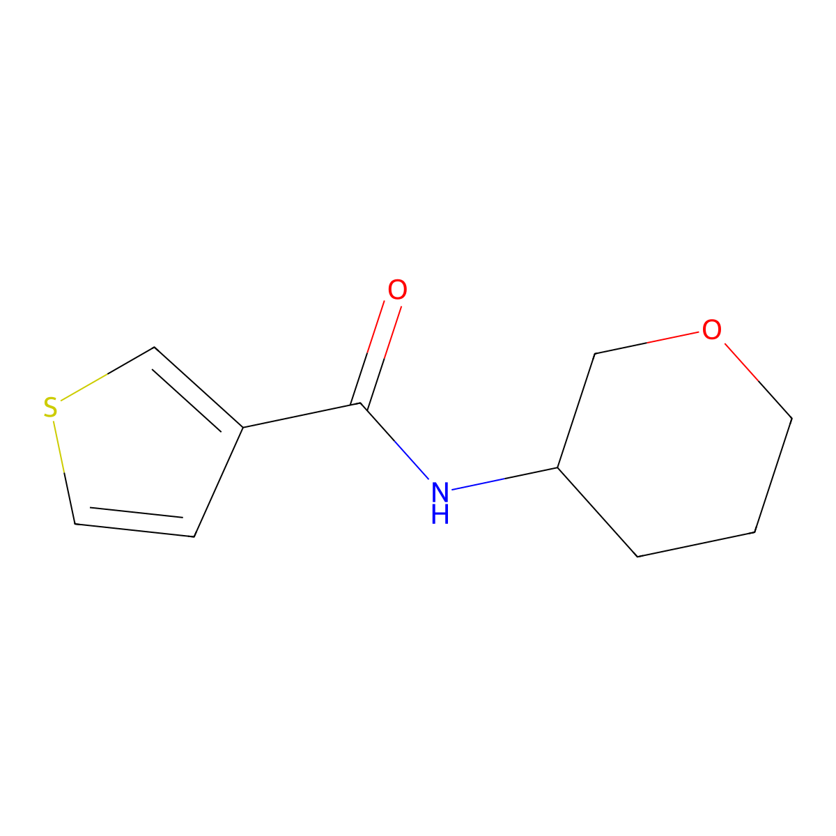 N-(tetrahydro-2H-pyran-3-yl)thiophene-3-carboxamide molecular structure, CAS 2034458-57-4