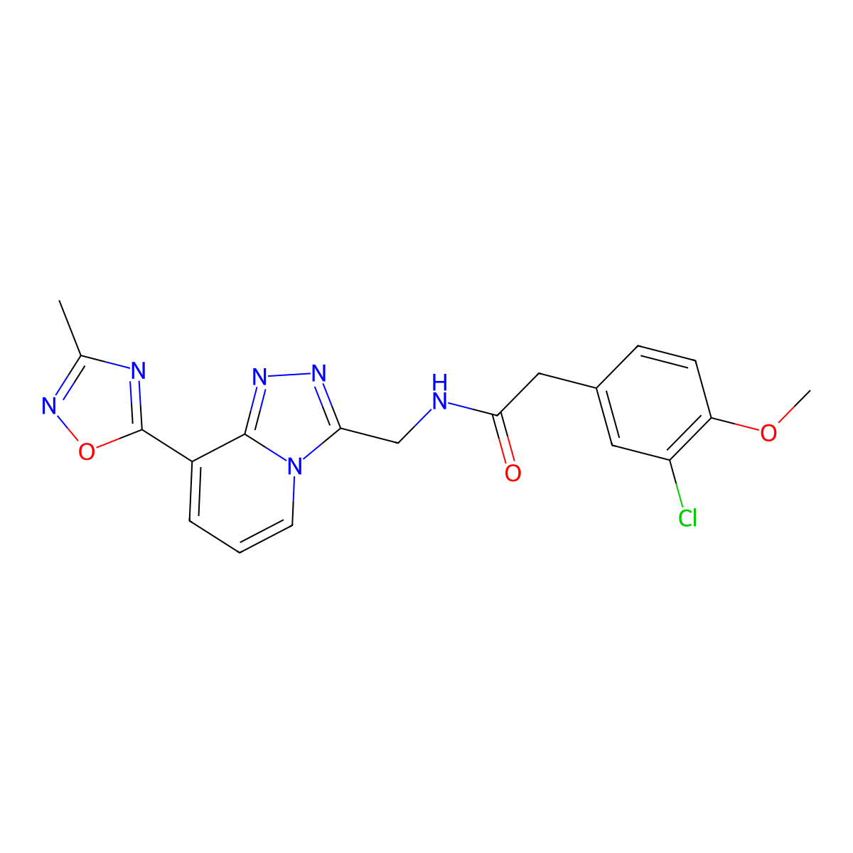 2-(3-chloro-4-methoxyphenyl)-N-((8-(3-methyl-1,2,4-oxadiazol-5-yl)-[1,2,4]triazolo[4,3-a]pyridin-3-yl)methyl)acetamide molecular structure, CAS 2034458-58-5