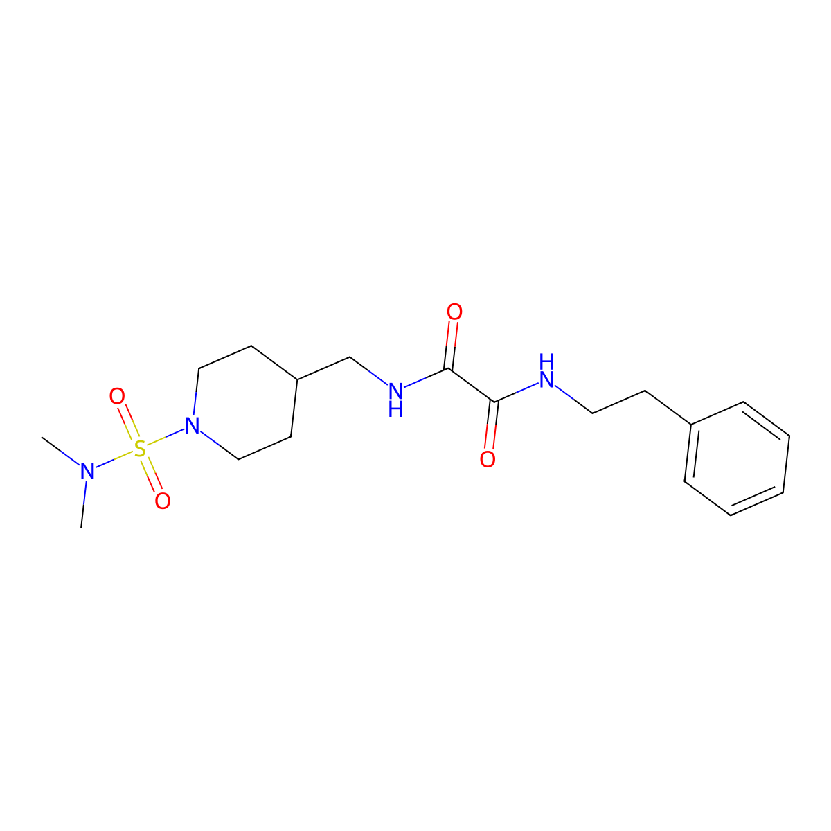 N1-((1-(N,N-dimethylsulfamoyl)piperidin-4-yl)methyl)-N2-phenethyloxalamide molecular structure, CAS 2034458-65-4