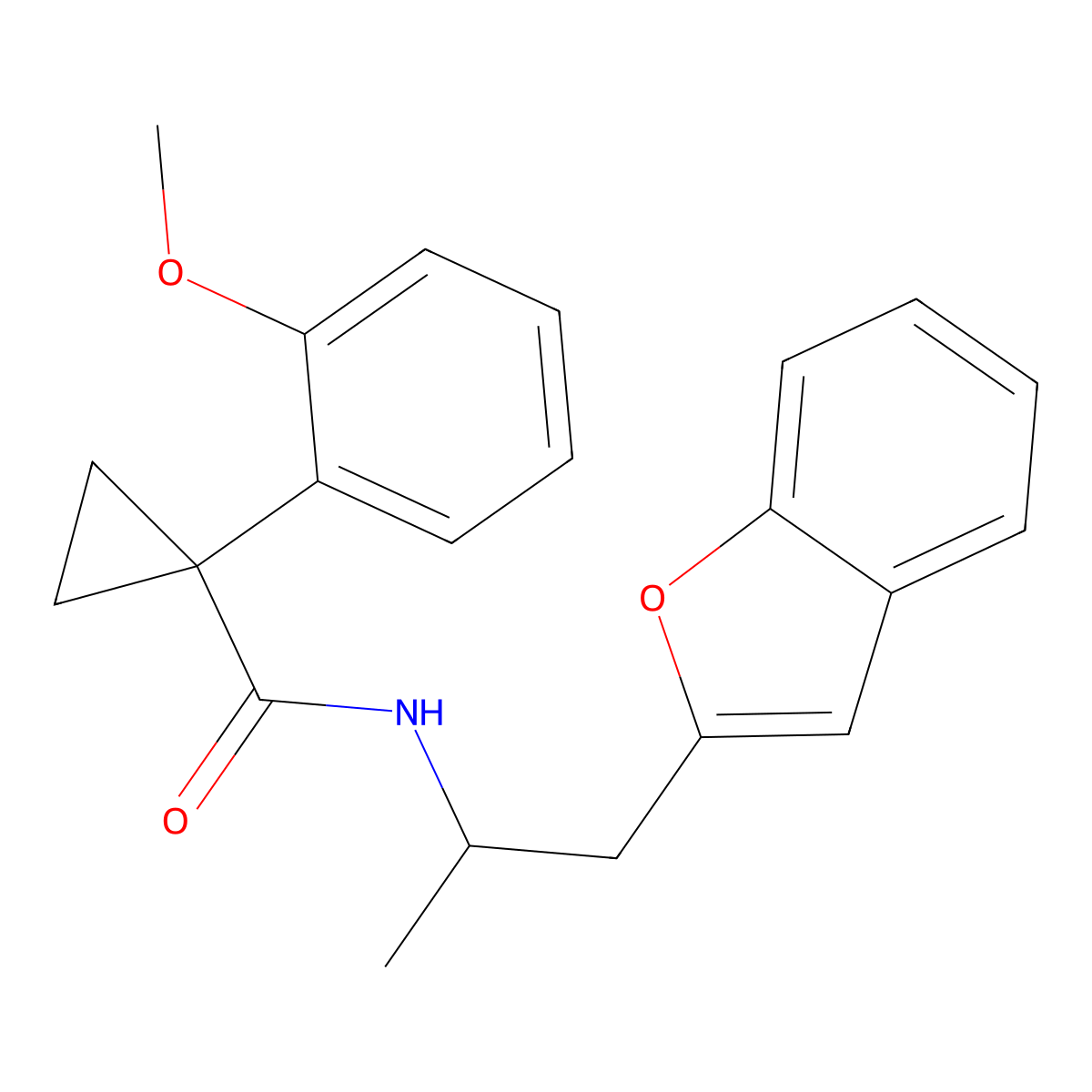 N-(1-(benzofuran-2-yl)propan-2-yl)-1-(2-methoxyphenyl)cyclopropanecarboxamide molecular structure, CAS 2034458-66-5