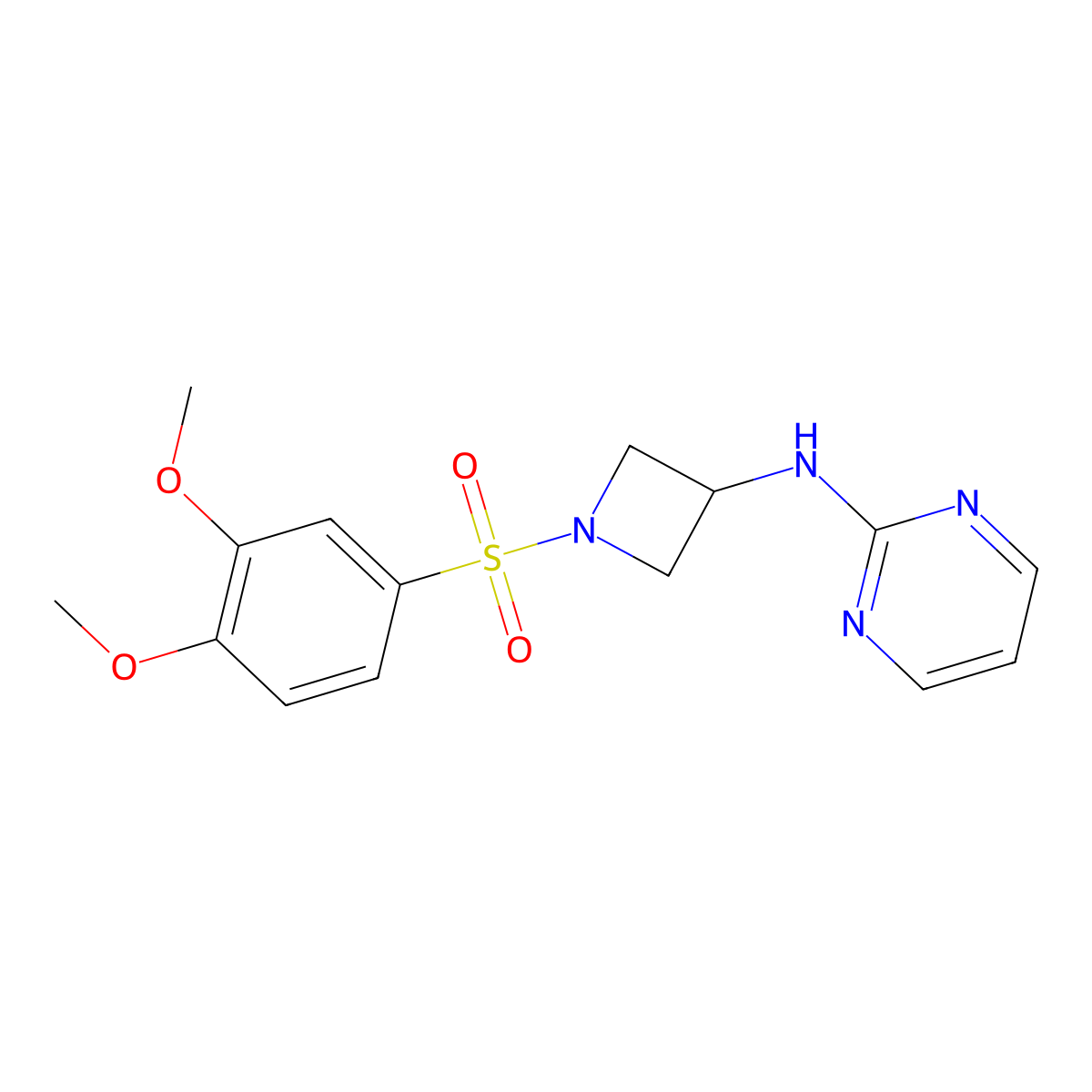 N-(1-((3,4-dimethoxyphenyl)sulfonyl)azetidin-3-yl)pyrimidin-2-amine molecular structure, CAS 2034458-69-8