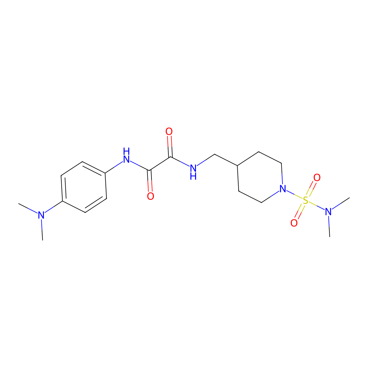 N1-(4-(dimethylamino)phenyl)-N2-((1-(N,N-dimethylsulfamoyl)piperidin-4-yl)methyl)oxalamide molecular structure, CAS 2034458-71-2
