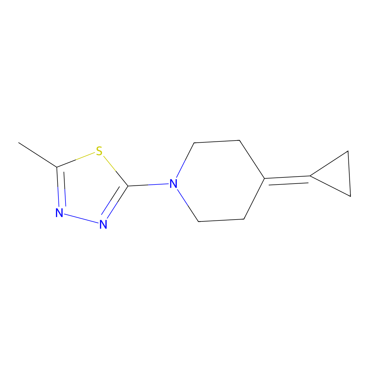2-(4-Cyclopropylidenepiperidin-1-yl)-5-methyl-1,3,4-thiadiazole molecular structure, CAS 2034458-73-4