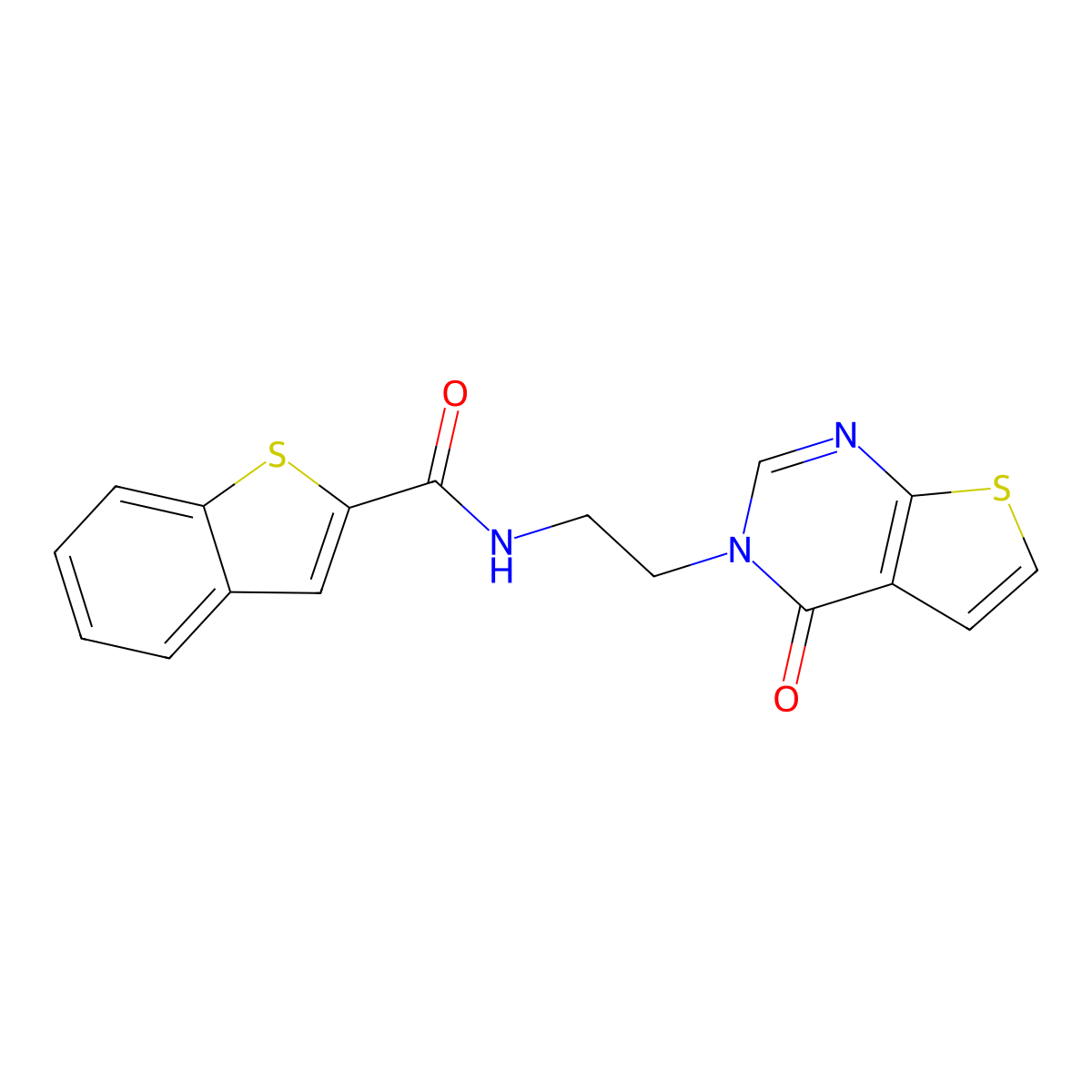 N-(2-(4-oxothieno[2,3-d]pyrimidin-3(4H)-yl)ethyl)benzo[b]thiophene-2-carboxamide molecular structure, CAS 2034458-77-8