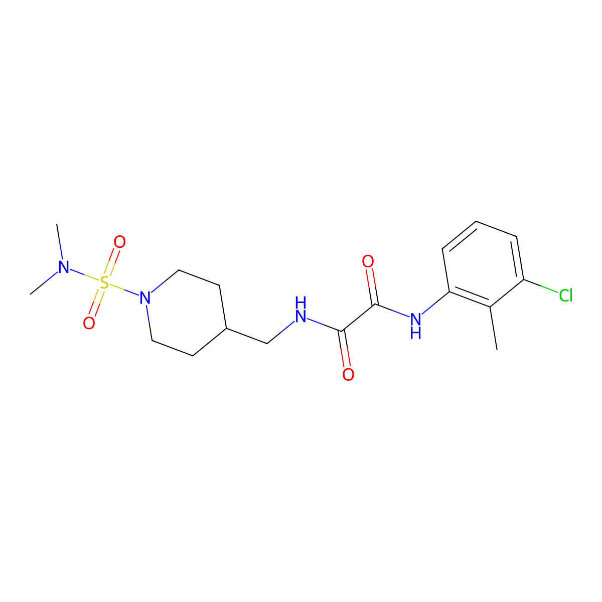 N1-(3-chloro-2-methylphenyl)-N2-((1-(N,N-dimethylsulfamoyl)piperidin-4-yl)methyl)oxalamide molecular structure, CAS 2034458-78-9