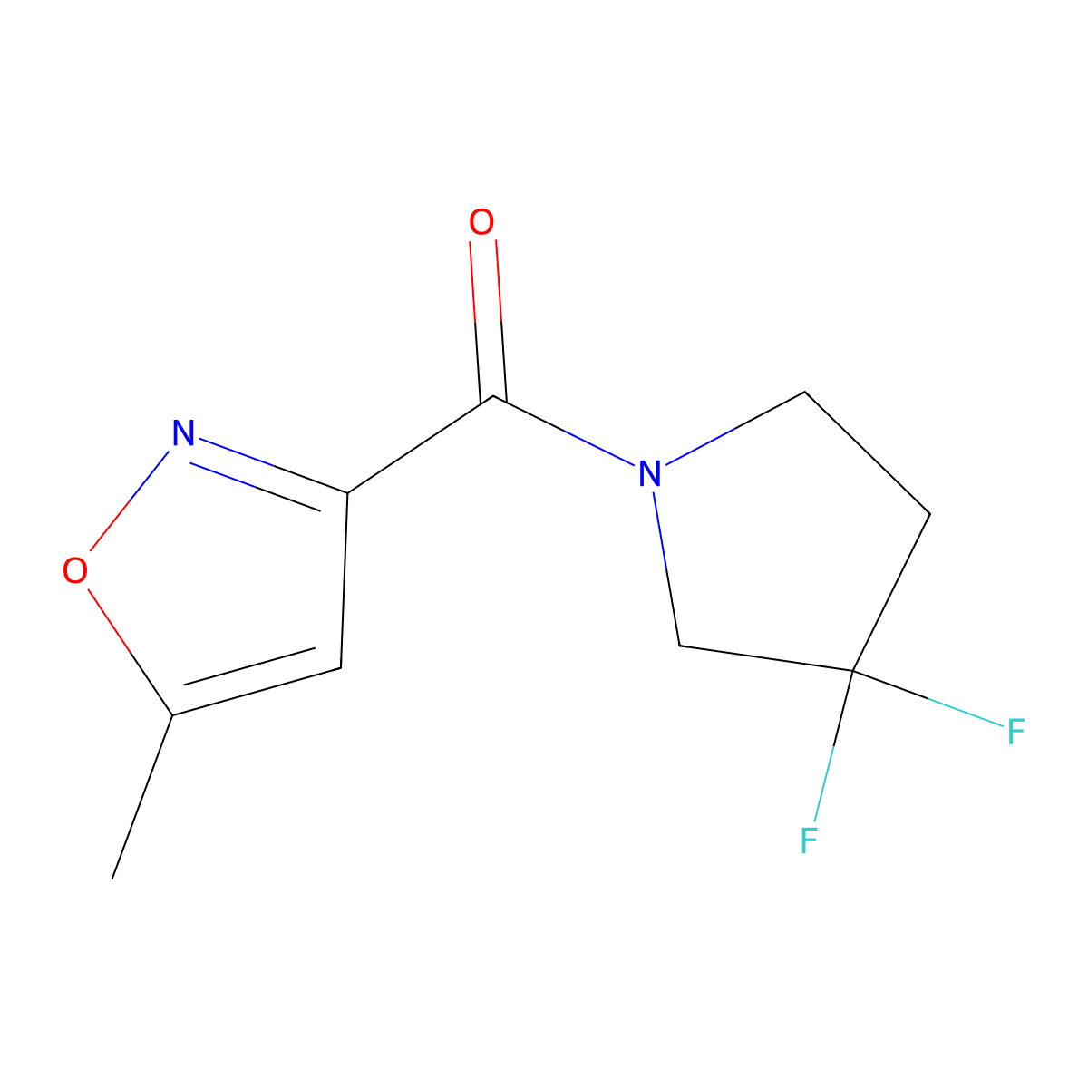(3,3-Difluoropyrrolidin-1-yl)(5-methylisoxazol-3-yl)methanone molecular structure, CAS 2034458-80-3