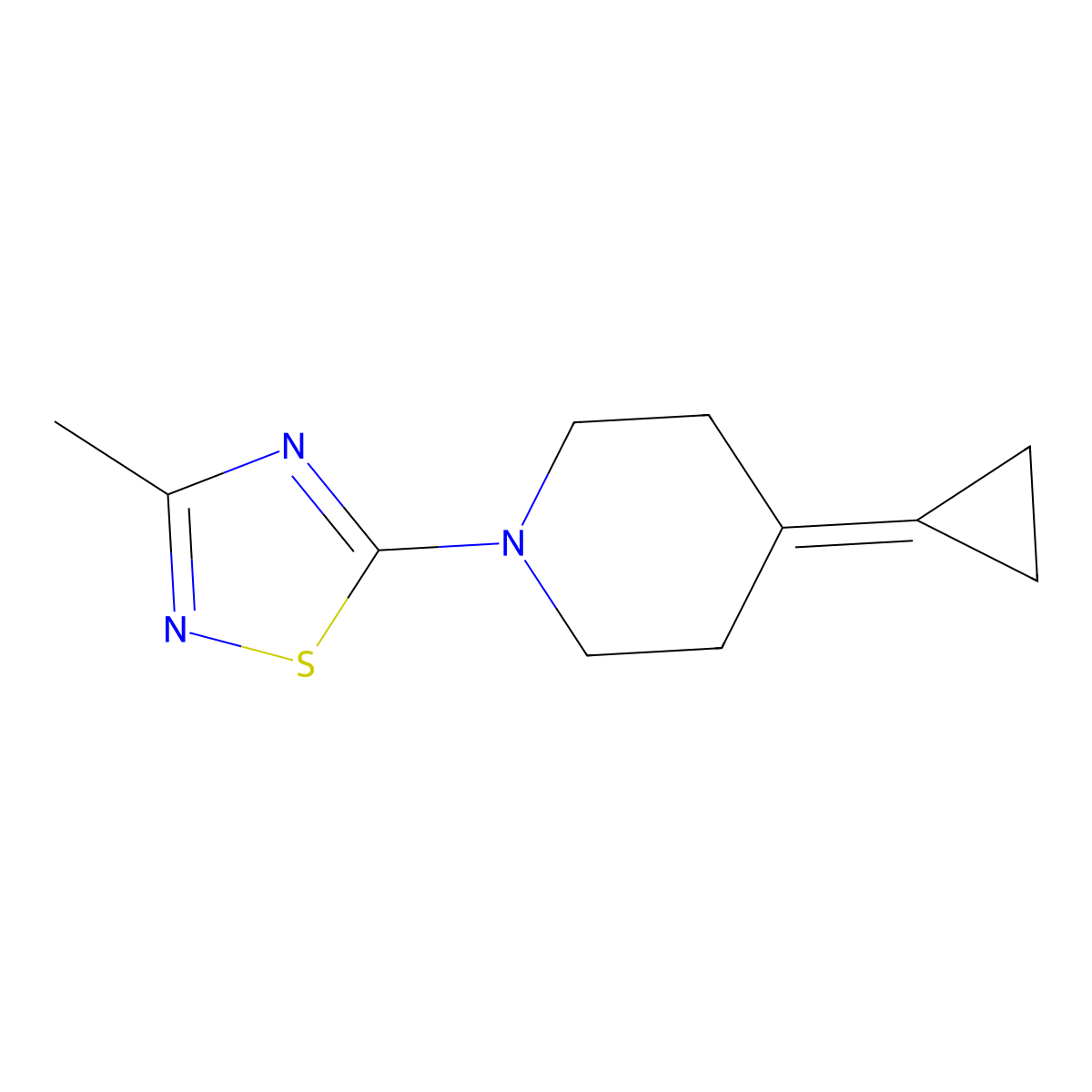 5-(4-Cyclopropylidenepiperidin-1-yl)-3-methyl-1,2,4-thiadiazole molecular structure, CAS 2034458-82-5