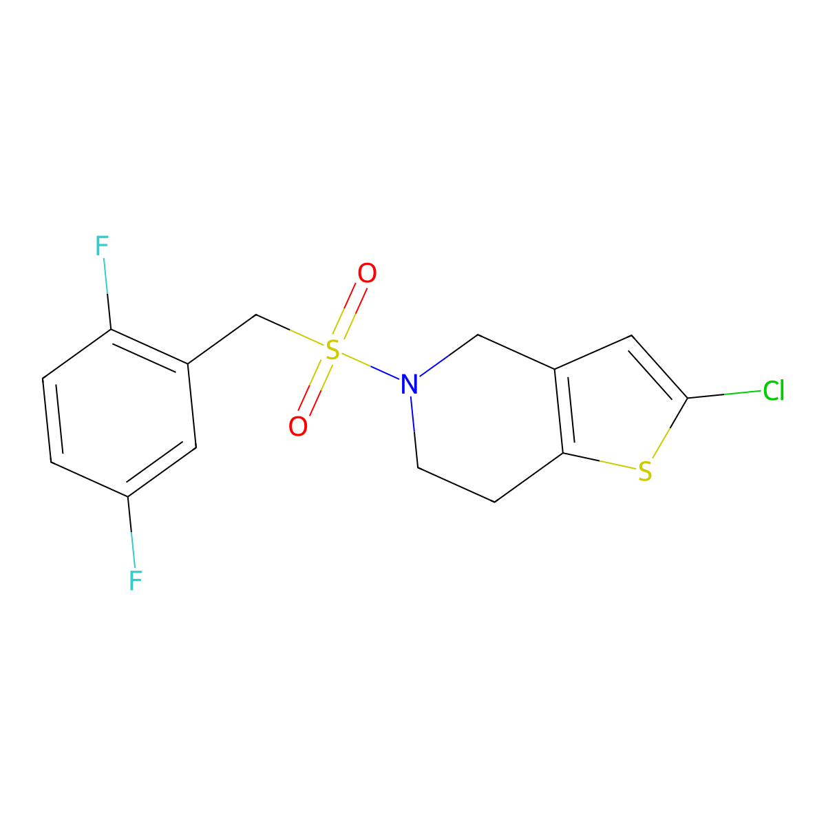 2-Chloro-5-((2,5-difluorobenzyl)sulfonyl)-4,5,6,7-tetrahydrothieno[3,2-c]pyridine molecular structure, CAS 2034458-86-9