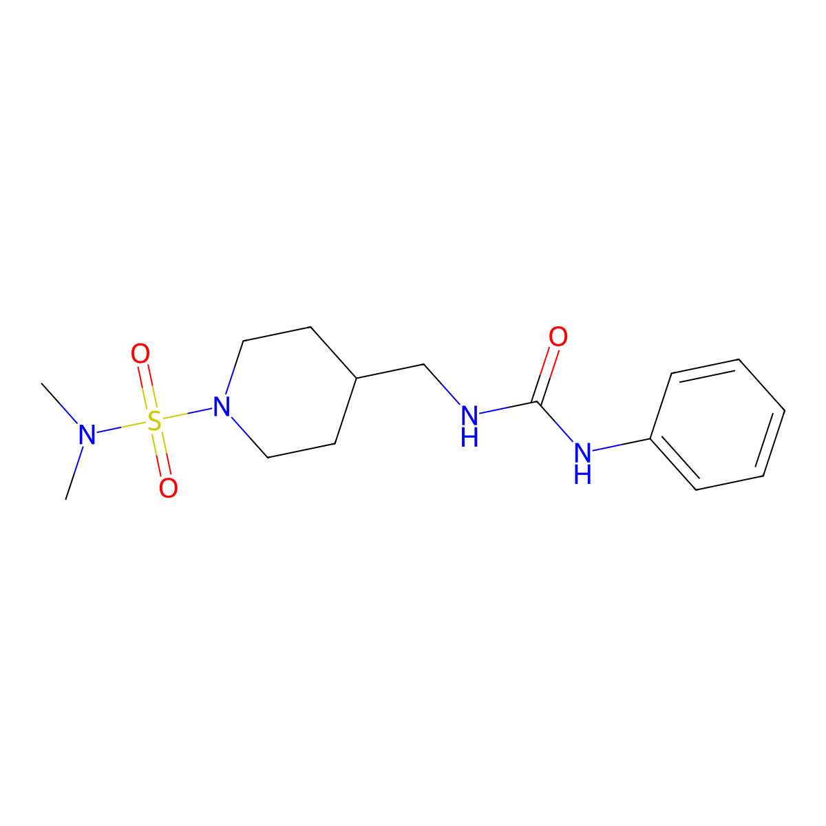 N,N-dimethyl-4-((3-phenylureido)methyl)piperidine-1-sulfonamide molecular structure, CAS 2034458-90-5