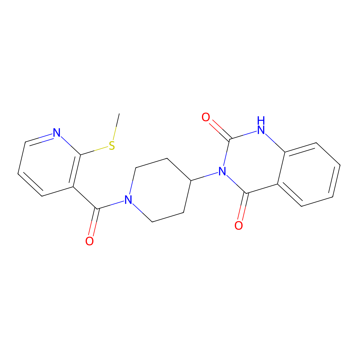 3-(1-(2-(methylthio)nicotinoyl)piperidin-4-yl)quinazoline-2,4(1H,3H)-dione molecular structure, CAS 2034459-00-0