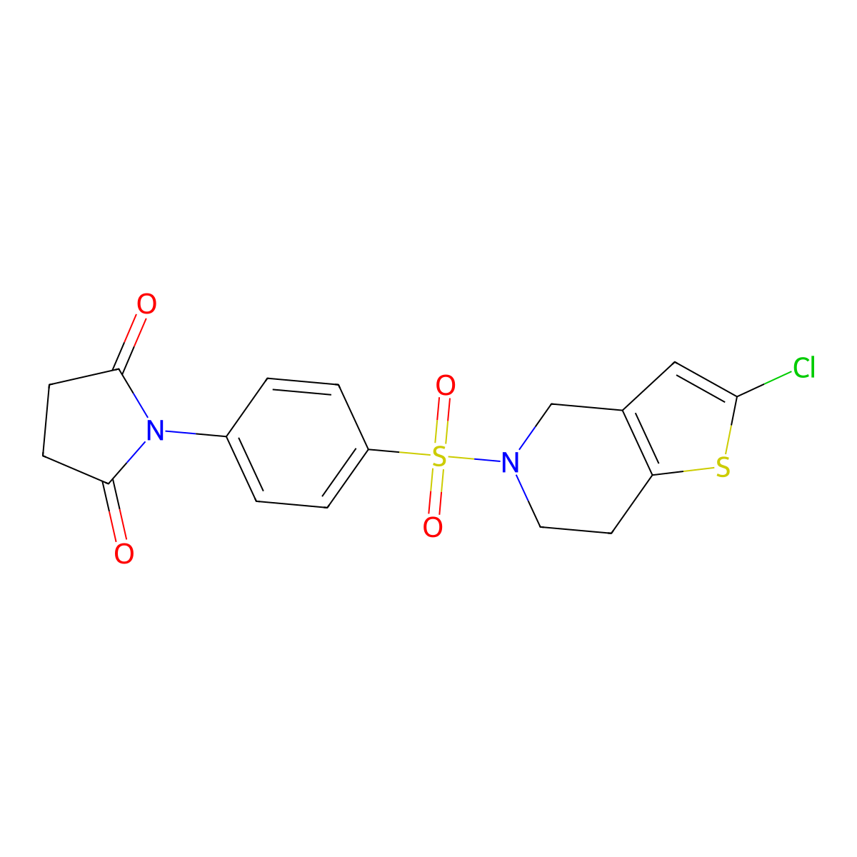 1-(4-((2-chloro-6,7-dihydrothieno[3,2-c]pyridin-5(4H)-yl)sulfonyl)phenyl)pyrrolidine-2,5-dione molecular structure, CAS 2034459-06-6