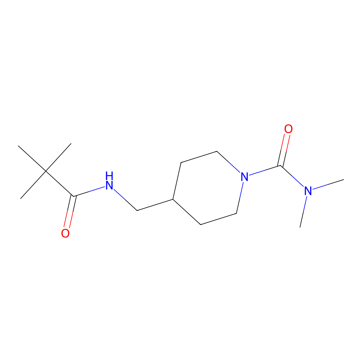 N,N-dimethyl-4-(pivalamidomethyl)piperidine-1-carboxamide molecular structure, CAS 2034459-11-3