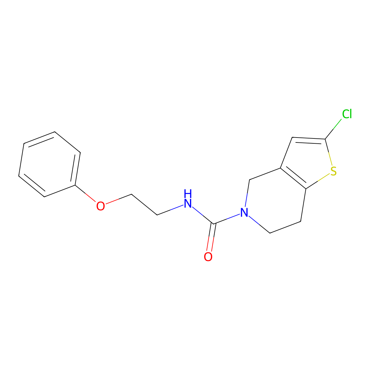 2-chloro-N-(2-phenoxyethyl)-6,7-dihydrothieno[3,2-c]pyridine-5(4H)-carboxamide molecular structure, CAS 2034459-19-1