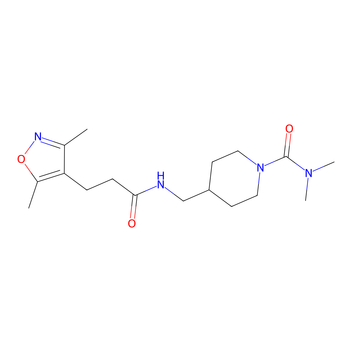 4-{[3-(3,5-dimethyl-1,2-oxazol-4-yl)propanamido]methyl}-N,N-dimethylpiperidine-1-carboxamide molecular structure, CAS 2034459-22-6