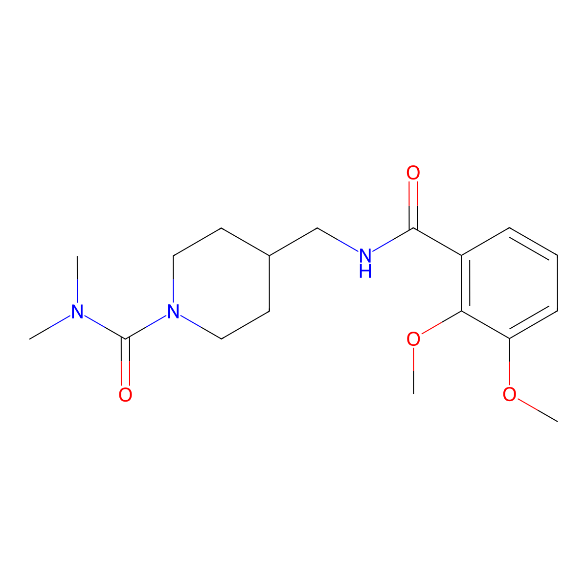 4-((2,3-dimethoxybenzamido)methyl)-N,N-dimethylpiperidine-1-carboxamide molecular structure, CAS 2034459-32-8