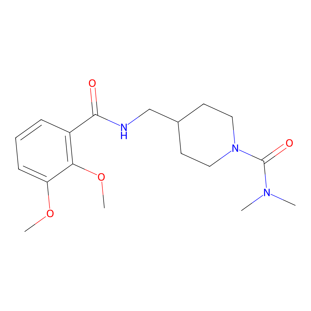 4-((2,3-dimethoxybenzamido)methyl)-N,N-dimethylpiperidine-1-carboxamide molecular structure, CAS 2034459-32-8