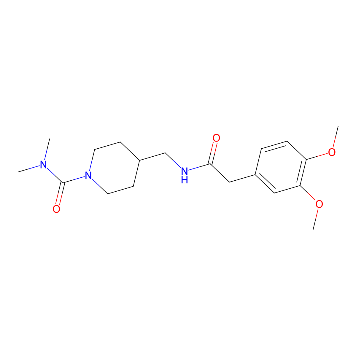 4-{[2-(3,4-dimethoxyphenyl)acetamido]methyl}-N,N-dimethylpiperidine-1-carboxamide molecular structure, CAS 2034459-42-0