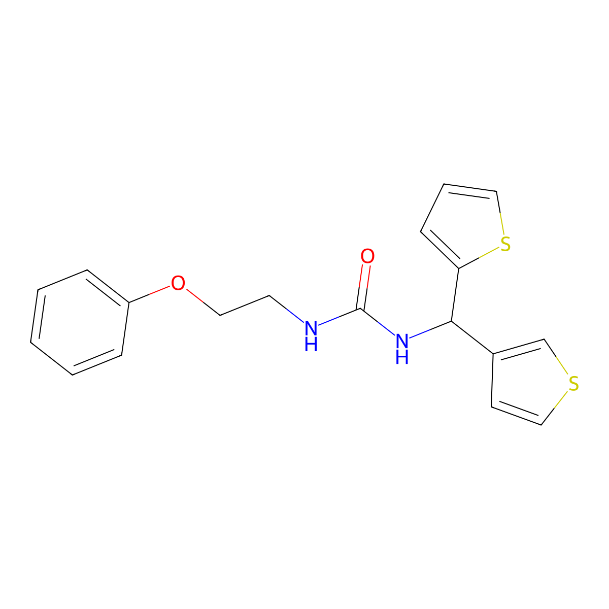 1-(2-Phenoxyethyl)-3-(thiophen-2-yl(thiophen-3-yl)methyl)urea molecular structure, CAS 2034459-48-6