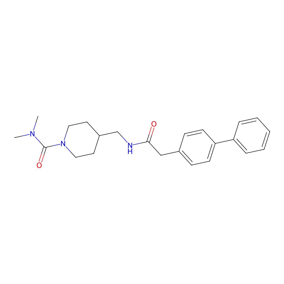 4-((2-([1,1'-biphenyl]-4-yl)acetamido)methyl)-N,N-dimethylpiperidine-1-carboxamide molecular structure, CAS 2034459-50-0