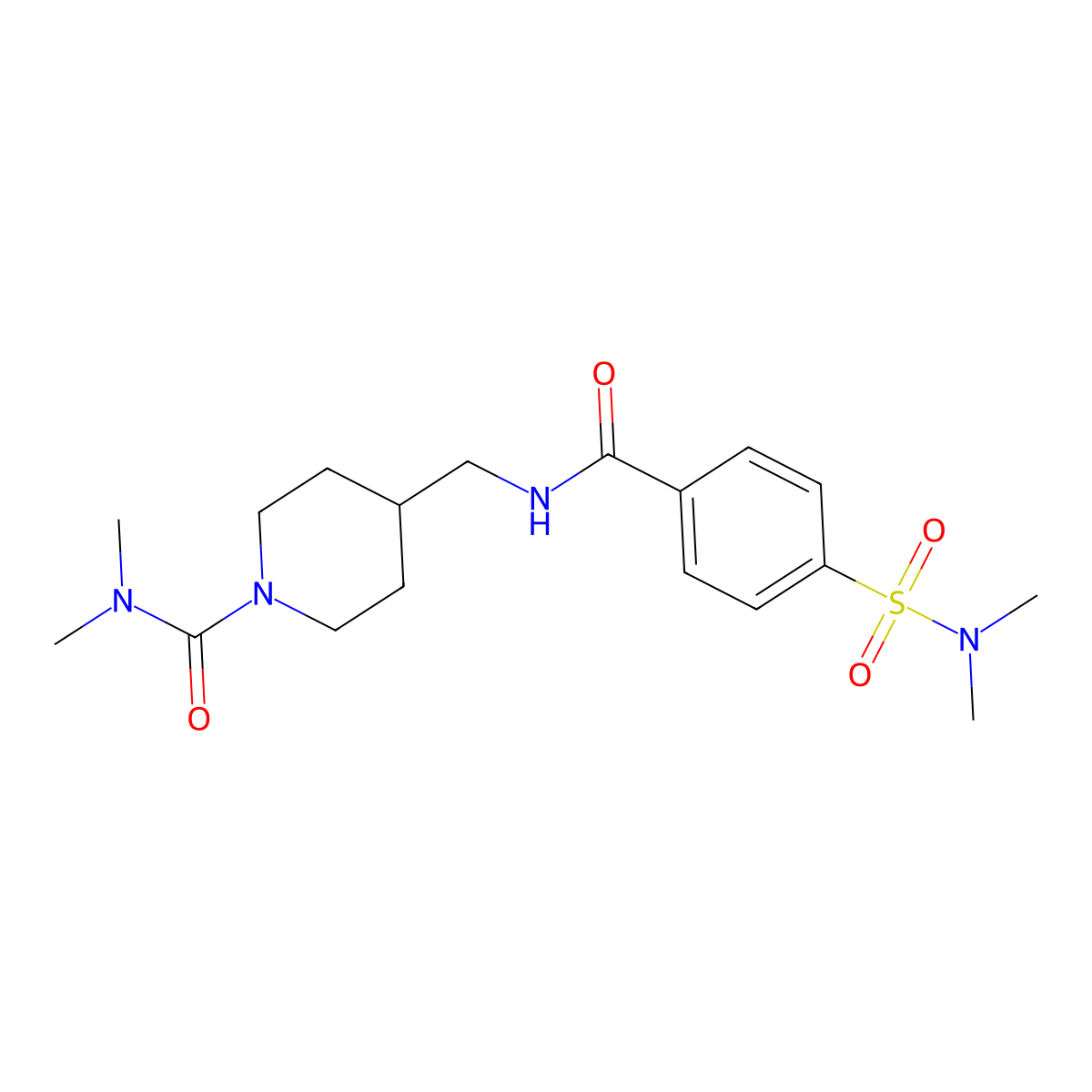 4-((4-(N,N-dimethylsulfamoyl)benzamido)methyl)-N,N-dimethylpiperidine-1-carboxamide molecular structure, CAS 2034459-54-4