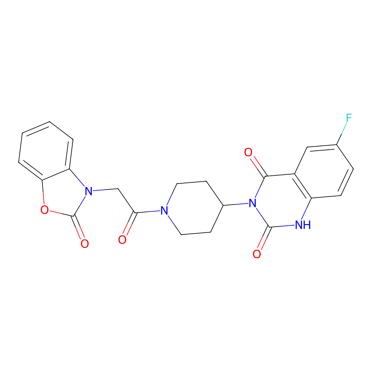 6-fluoro-3-(1-(2-(2-oxobenzo[d]oxazol-3(2H)-yl)acetyl)piperidin-4-yl)quinazoline-2,4(1H,3H)-dione molecular structure, CAS 2034459-68-0
