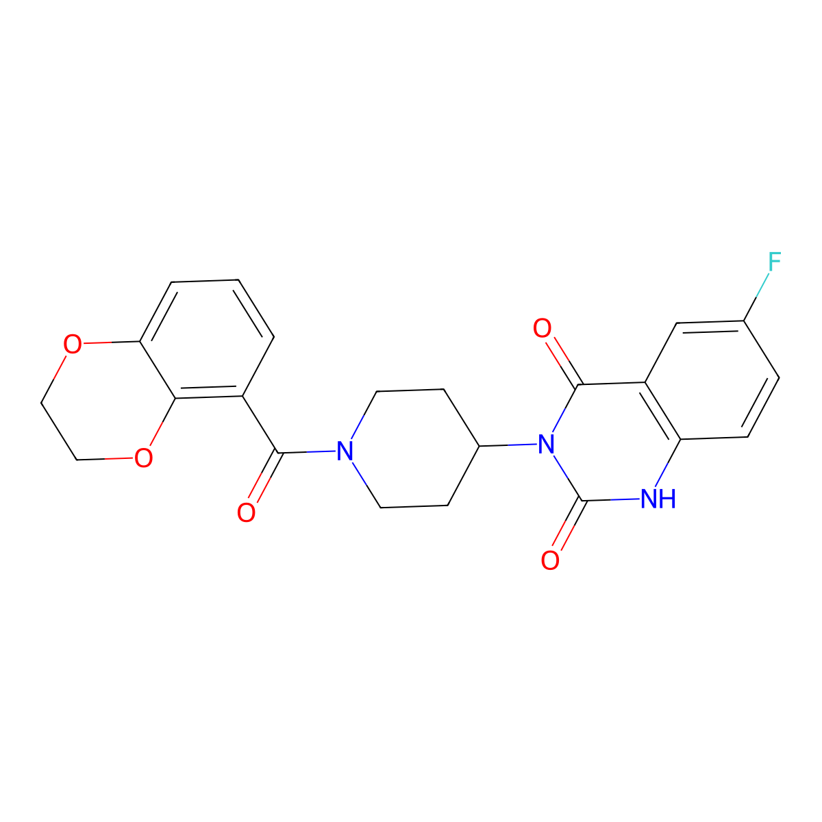 3-(1-(2,3-dihydrobenzo[b][1,4]dioxine-5-carbonyl)piperidin-4-yl)-6-fluoroquinazoline-2,4(1H,3H)-dione molecular structure, CAS 2034459-75-9