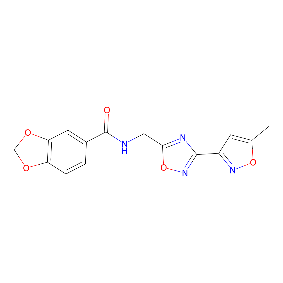 N-((3-(5-methylisoxazol-3-yl)-1,2,4-oxadiazol-5-yl)methyl)benzo[d][1,3]dioxole-5-carboxamide molecular structure, CAS 2034459-86-2