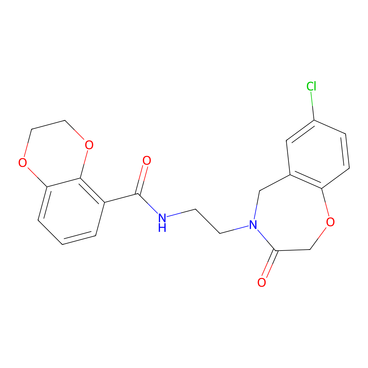 N-(2-(7-chloro-3-oxo-2,3-dihydrobenzo[f][1,4]oxazepin-4(5H)-yl)ethyl)-2,3-dihydrobenzo[b][1,4]dioxine-5-carboxamide molecular structure, CAS 2034459-88-4