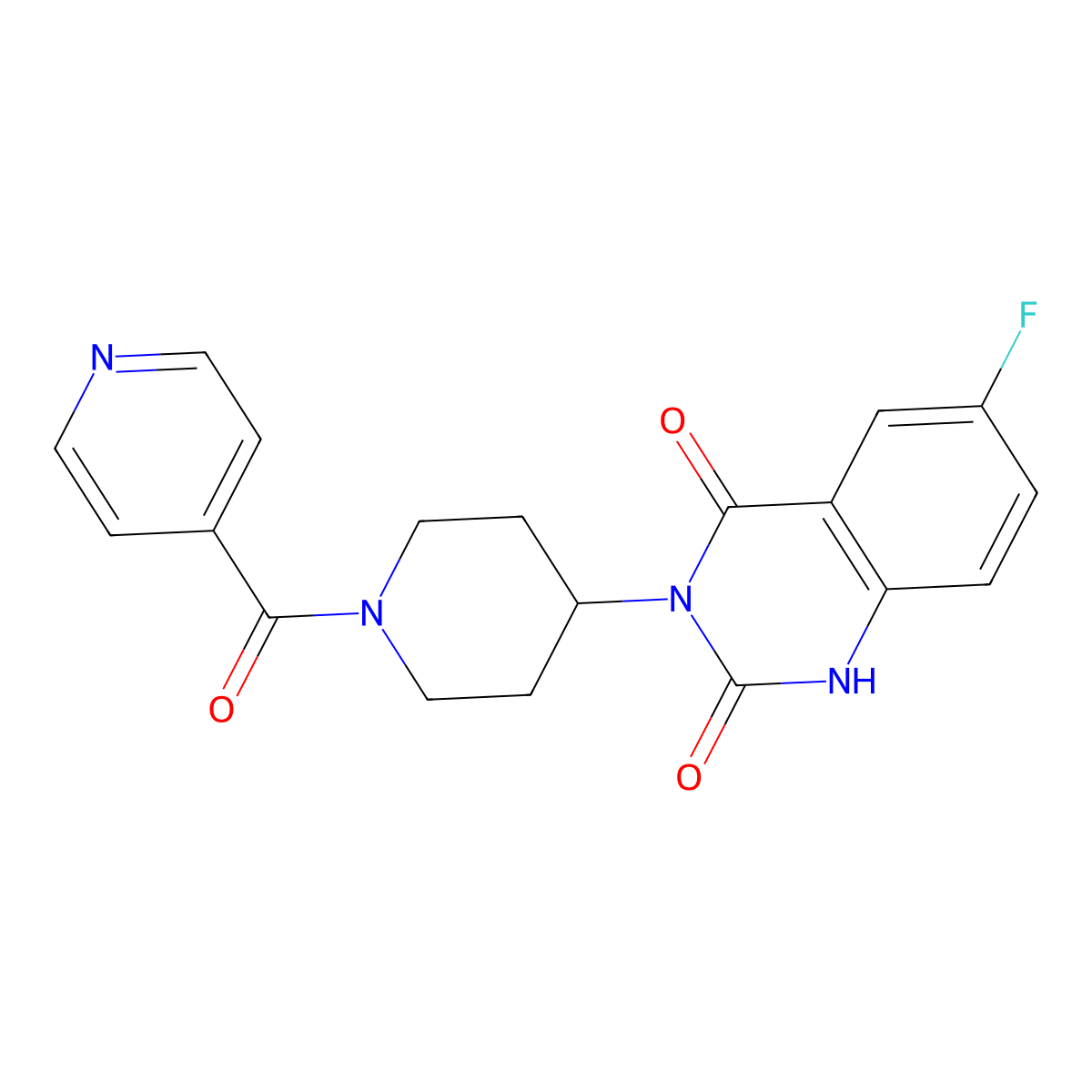 6-fluoro-3-(1-isonicotinoylpiperidin-4-yl)quinazoline-2,4(1H,3H)-dione molecular structure, CAS 2034459-91-9