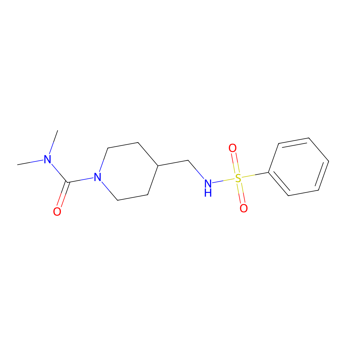 4-(benzenesulfonamidomethyl)-N,N-dimethylpiperidine-1-carboxamide molecular structure, CAS 2034459-97-5
