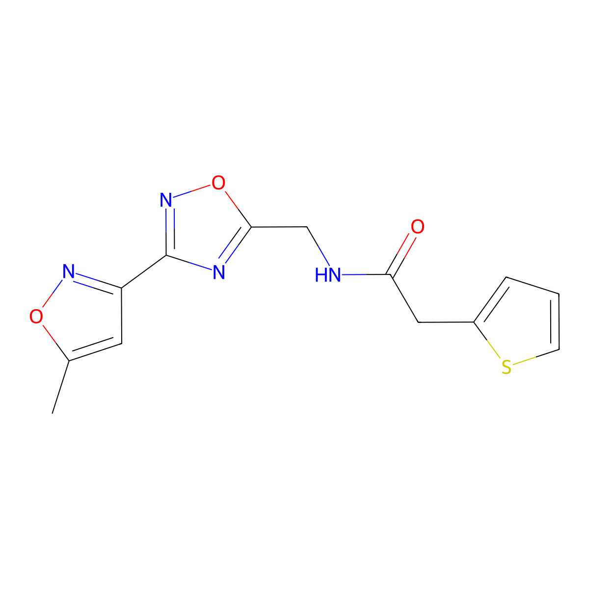 N-((3-(5-methylisoxazol-3-yl)-1,2,4-oxadiazol-5-yl)methyl)-2-(thiophen-2-yl)acetamide molecular structure, CAS 2034459-98-6