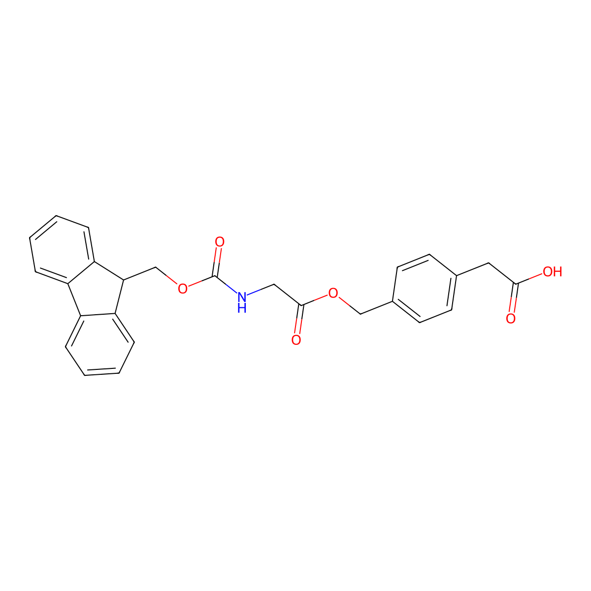 2-(4-((((((9H-Fluoren-9-YL)methoxy)carbonyl)glycyl)oxy)methyl)phenyl)acetic acid molecular structure, CAS 203446-32-6