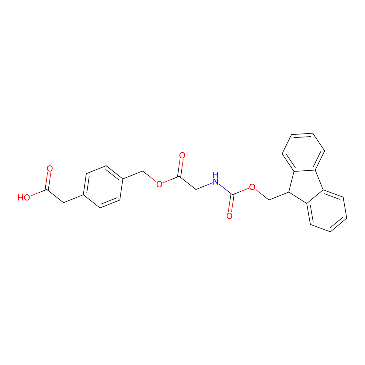 2-(4-((((((9H-Fluoren-9-YL)methoxy)carbonyl)glycyl)oxy)methyl)phenyl)acetic acid molecular structure, CAS 203446-32-6