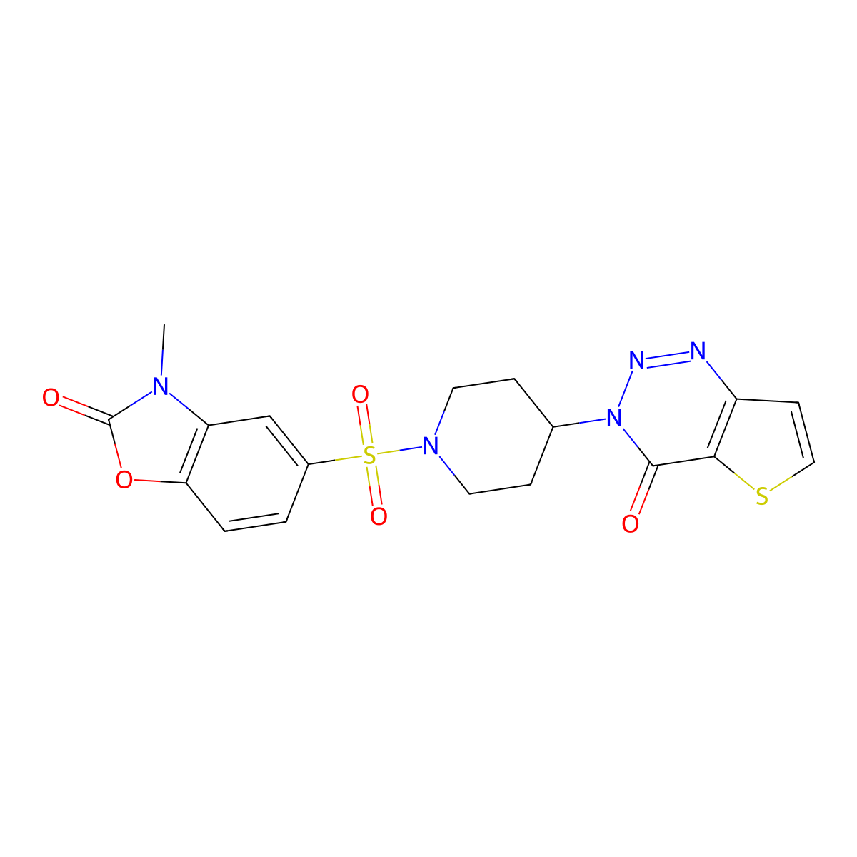 3-methyl-5-((4-(4-oxothieno[3,2-d][1,2,3]triazin-3(4H)-yl)piperidin-1-yl)sulfonyl)benzo[d]oxazol-2(3H)-one molecular structure, CAS 2034460-03-0