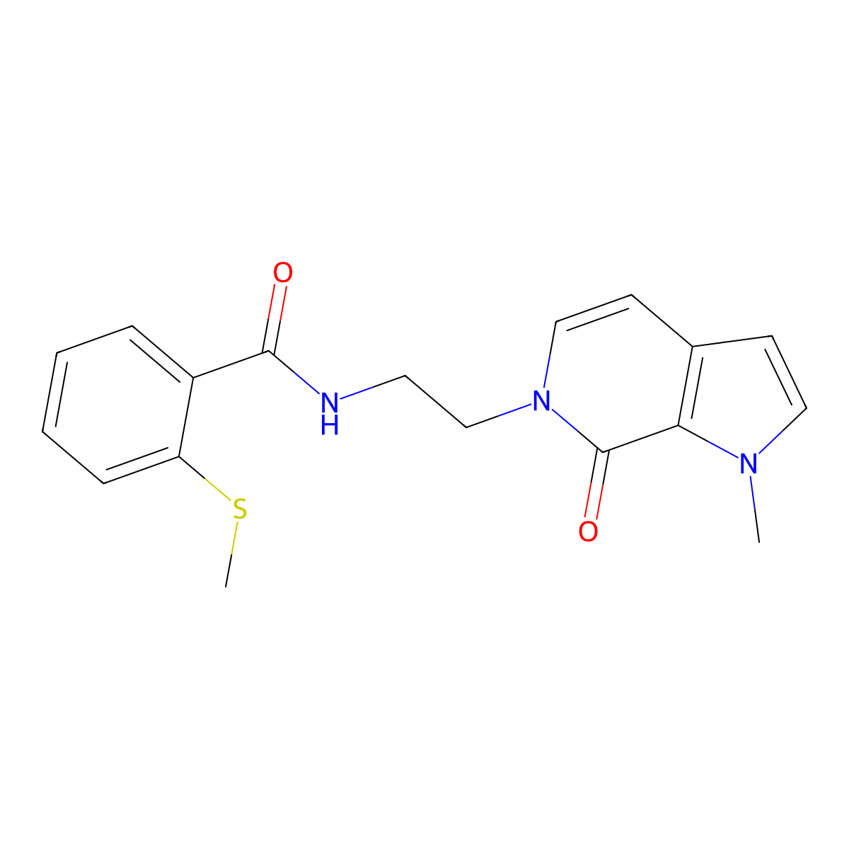 N-(2-(1-methyl-7-oxo-1H-pyrrolo[2,3-c]pyridin-6(7H)-yl)ethyl)-2-(methylthio)benzamide molecular structure, CAS 2034460-07-4