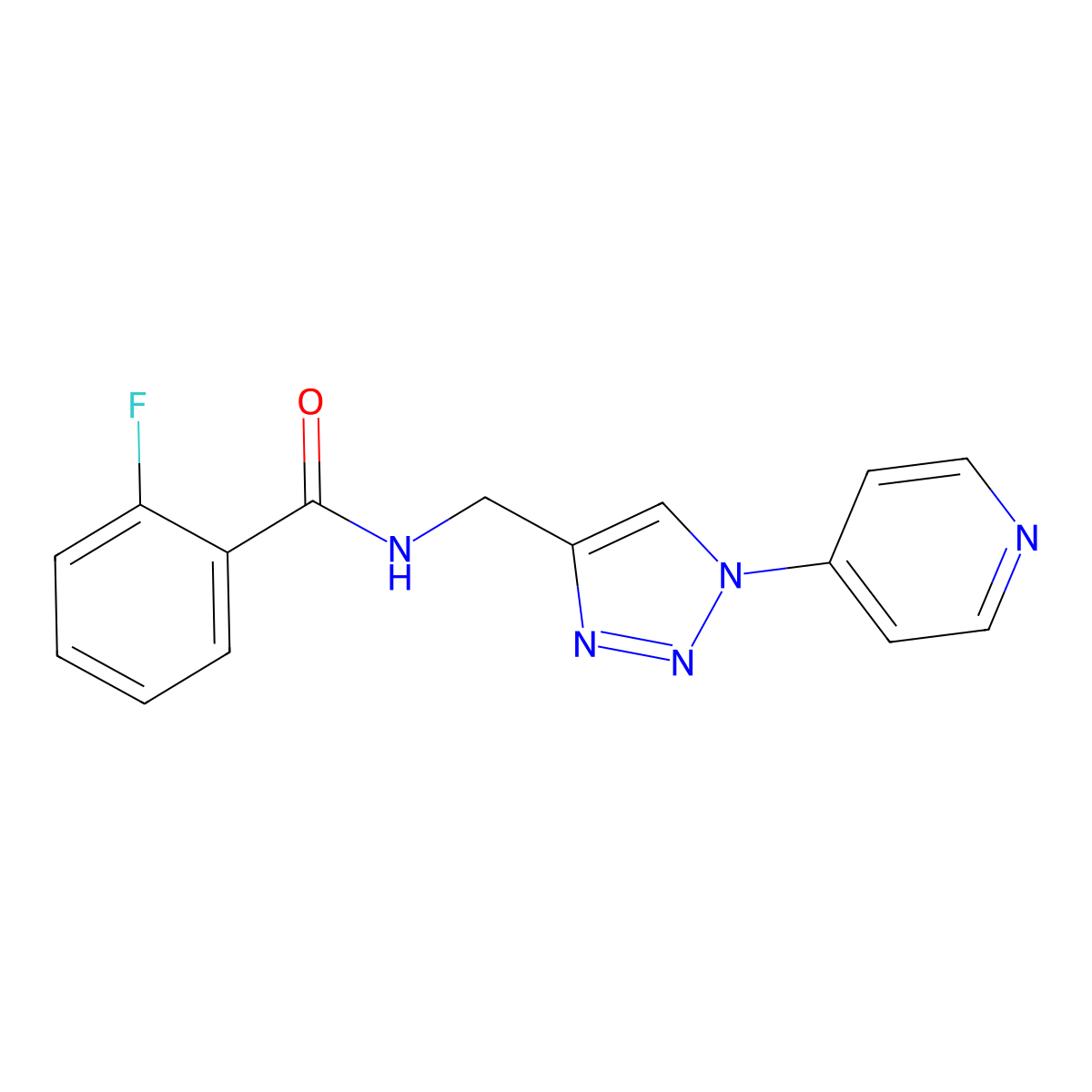 2-fluoro-N-((1-(pyridin-4-yl)-1H-1,2,3-triazol-4-yl)methyl)benzamide molecular structure, CAS 2034460-10-9