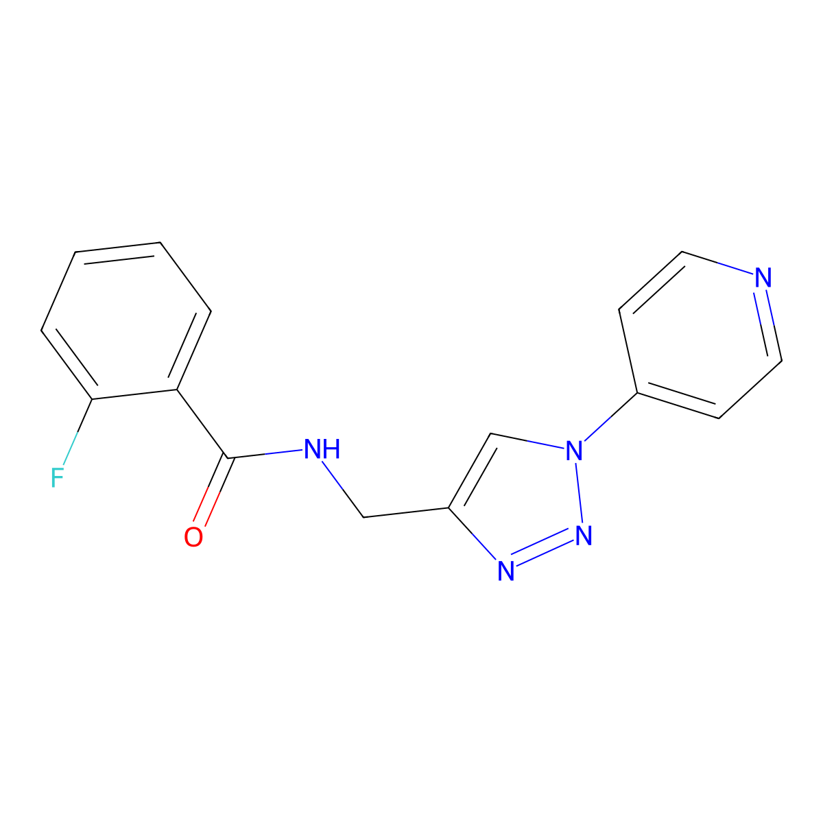 2-fluoro-N-((1-(pyridin-4-yl)-1H-1,2,3-triazol-4-yl)methyl)benzamide molecular structure, CAS 2034460-10-9